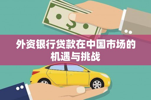沈丘外资银行贷款在中国市场的机遇与挑战