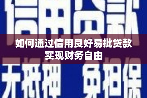 平南如何通过信用良好易批贷款实现财务自由